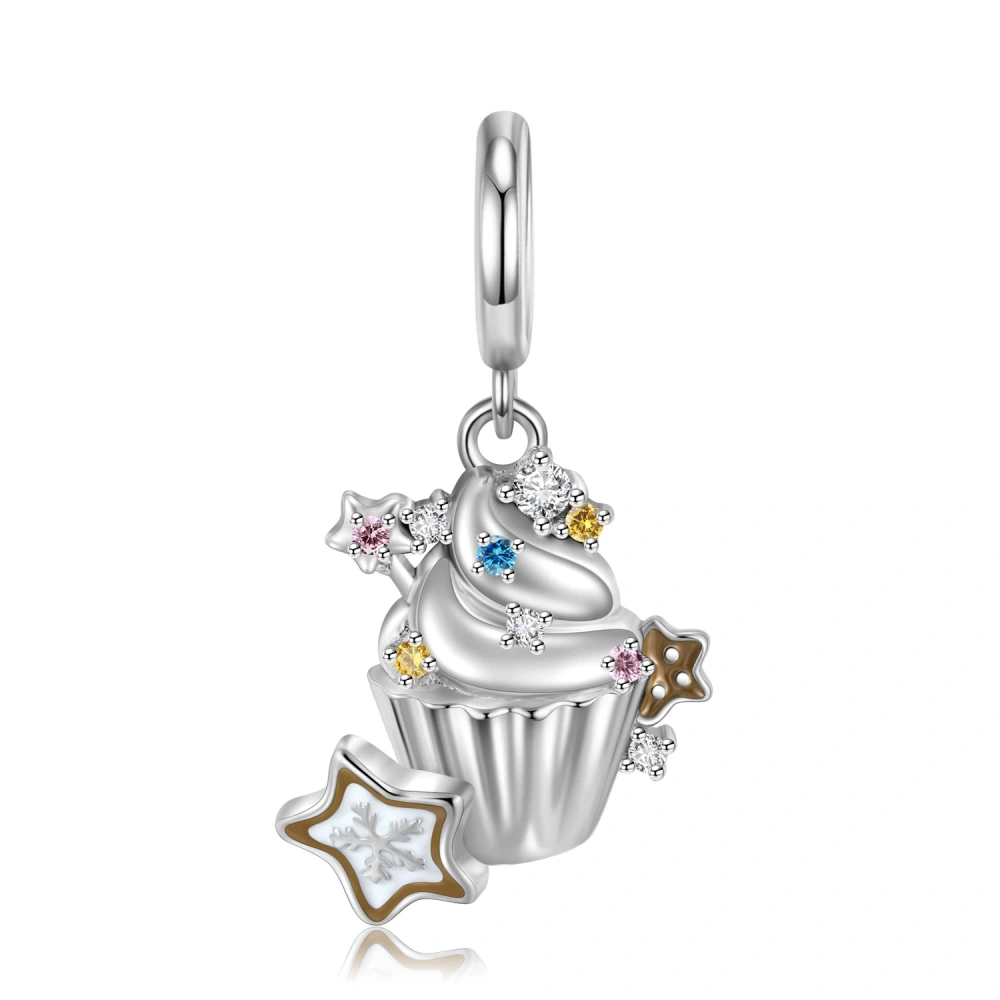 Star Ice Cream Cup Pendant 925 Silver Food Beads Fashion Diy Bracelet Accessories