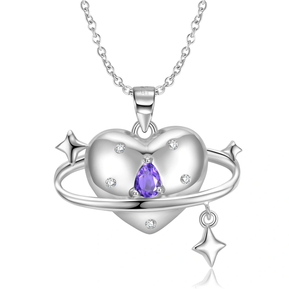 Spinning Love Pendant Necklace S925 Sterling Silver Set Zircon