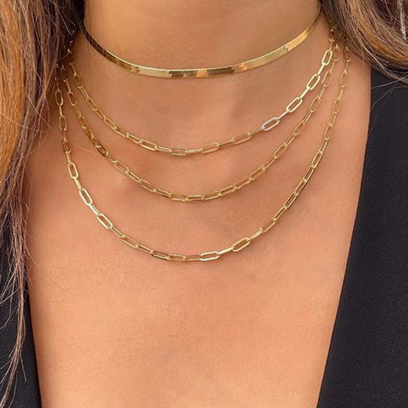 The New Alloy Chain Necklace Is Creative And Simple With Multi-layer Serpentine Chain