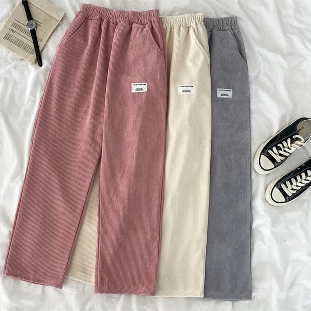 Schoolgirls' Loose All Match Corduroy Pants