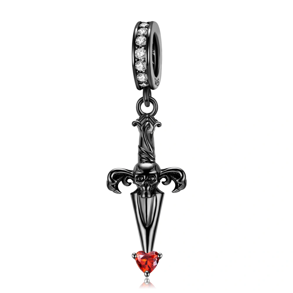 925 Sterling Silver Electroplating Black Gold Cross Sword Heart Piercing Pendant Bracelet Diy Accessories