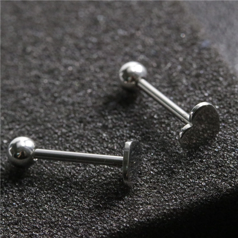 Punk Titanium Steel Love Heart Tongue Pin