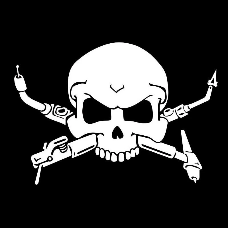 Welder Skull Motorcycle Vinyl Decal Sticker