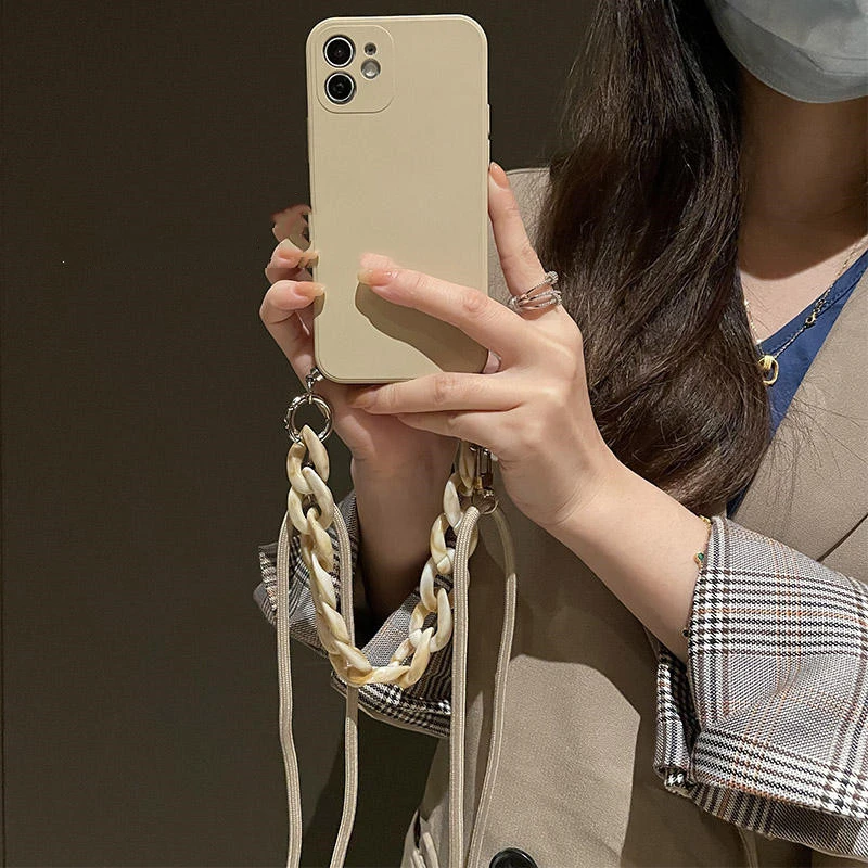 Handheld Diagonal Lanyard Silicone Soft Phone Case