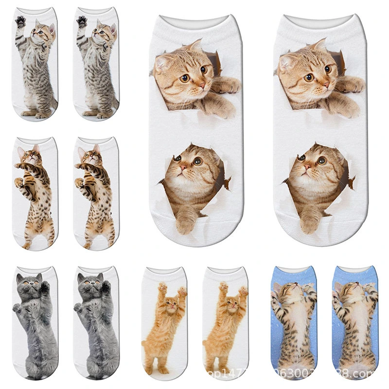 Cute Cat 3D Printed Socks Female