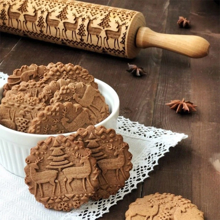 Christmas Moose Print Rolling Pin Laser Engraving