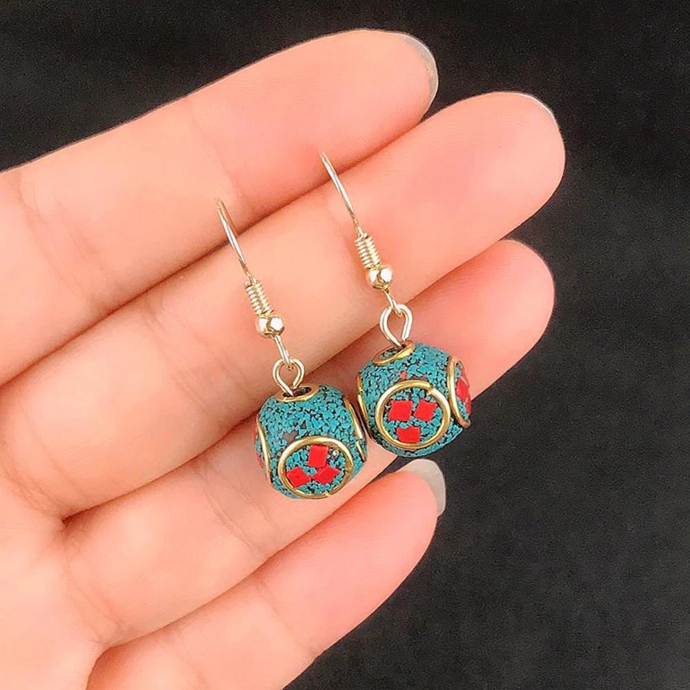 Vintage Nepalese Soft Pottery Ethnic Earrings