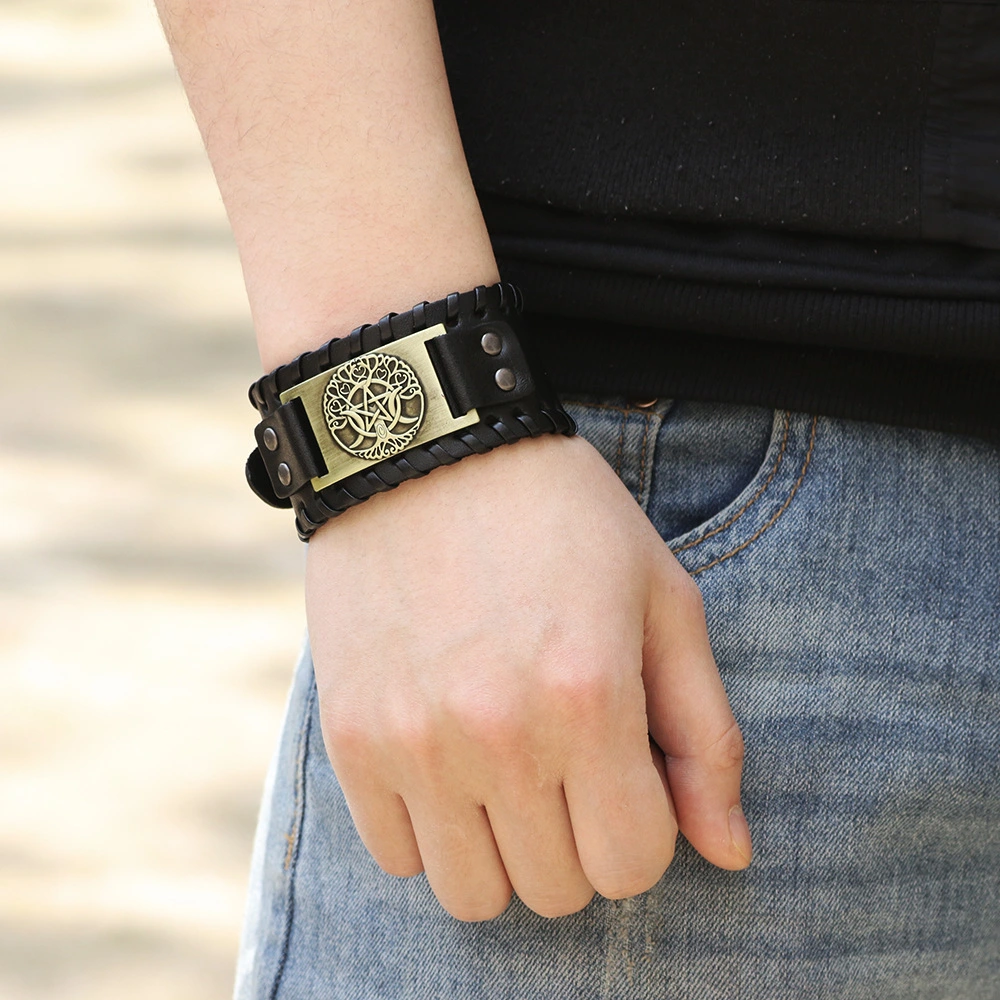 Men's And Women's Fashion Pentagram Cowhide Bracelet