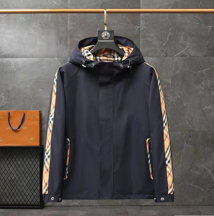 2022 New Polyester Fabric Hooded Zippered Cardigan Jacket Trench Coat