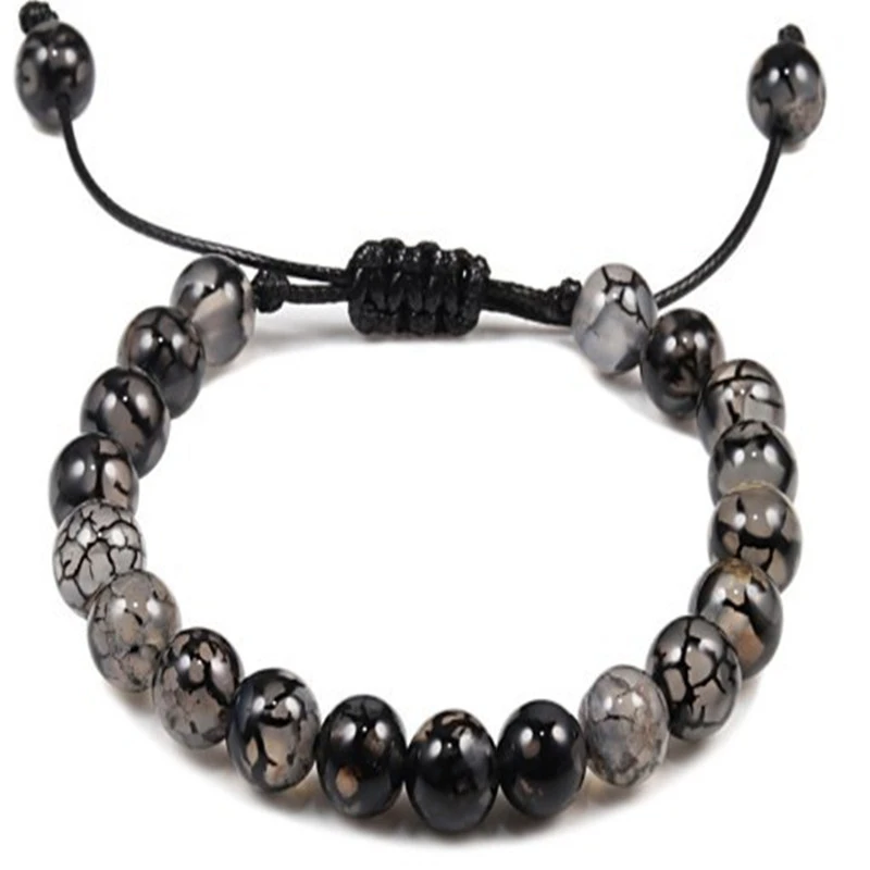 8mm Beaded Bracelet Obsidian Agate Volcanic Rock