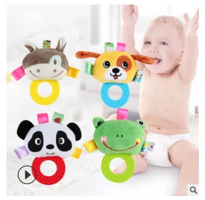 Cartoon Animal Teether Handbell Baby Grabbing Molar Doll 0-1 Years Old Baby Early Education Toys