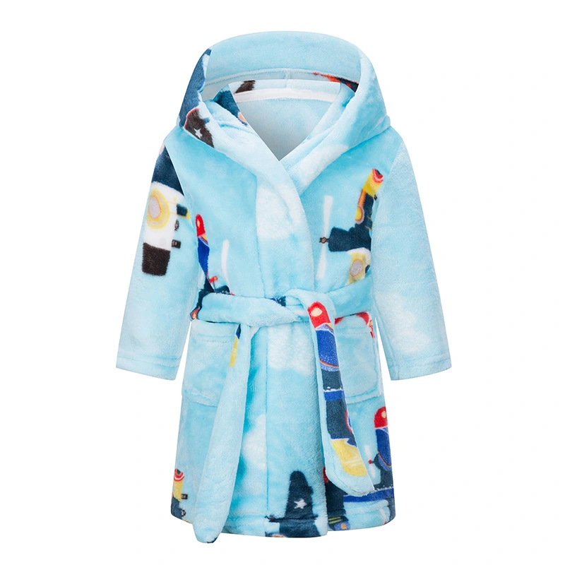 Children's Bathrobes Hooded Flannel Cartoon Nightgown