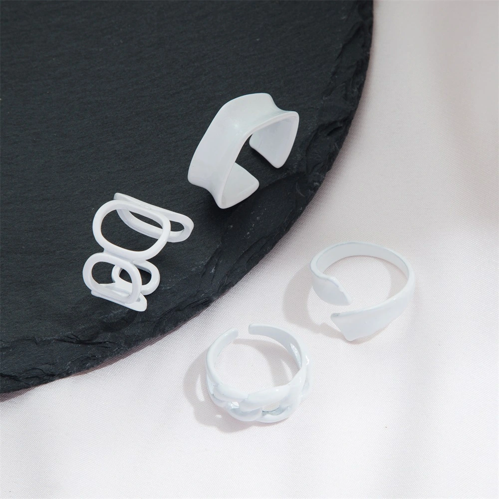 Simple White Alloy Knuckle Ring Set