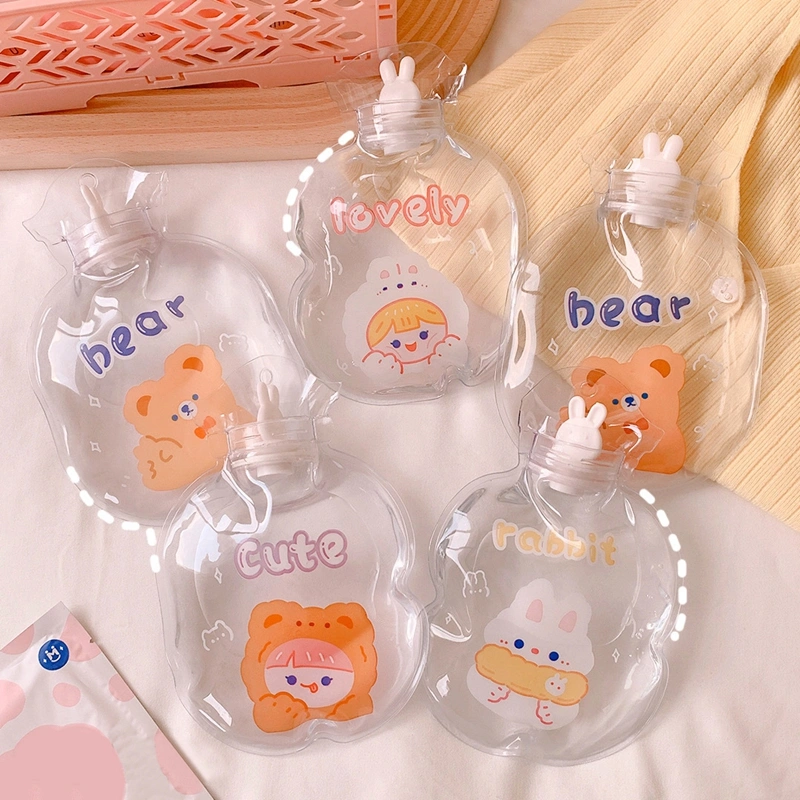 Cartoon Transparent Hot Water Bag Girl's Heart Portable