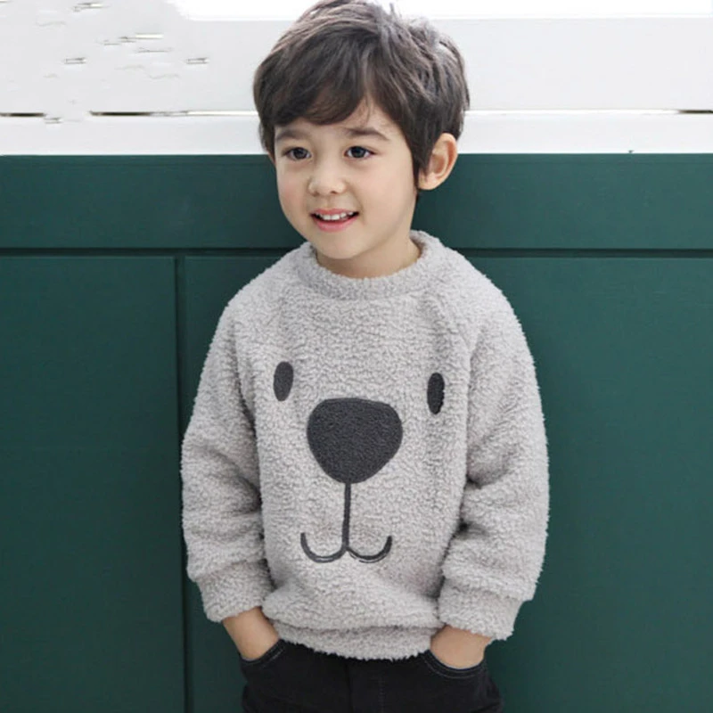 Baby Boys' And Girls' Plush Bear Warm Top Thickened Sweater