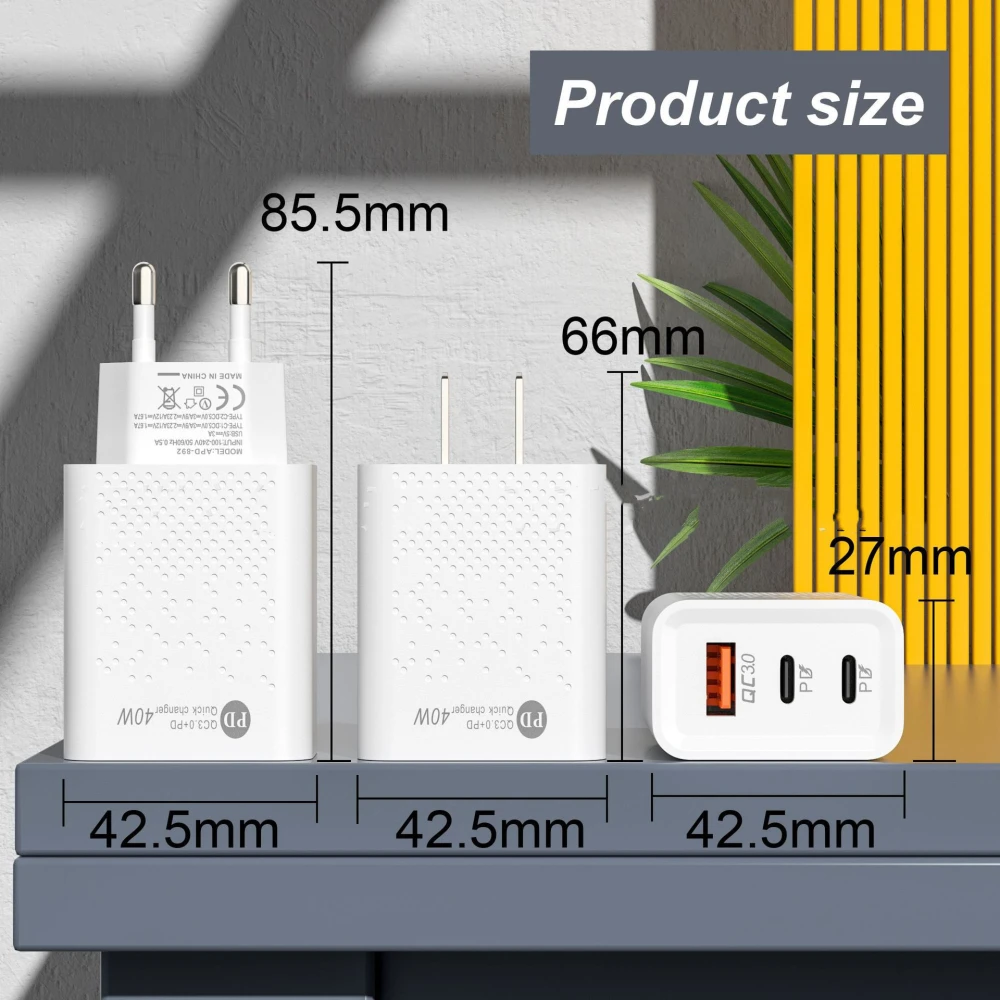 5v2a Charger Dual Pd 40W QC3.0 Fast Charging Head