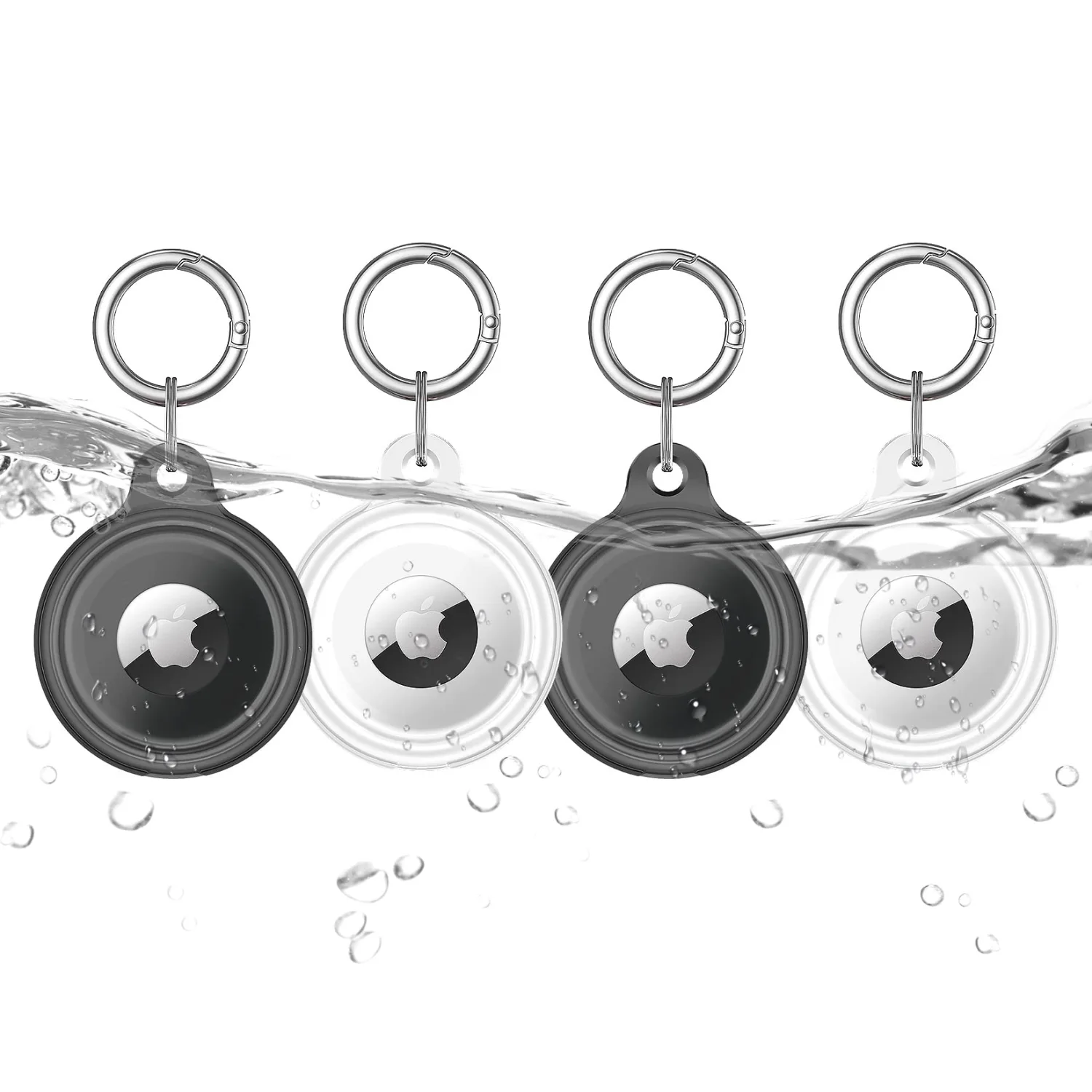 Supfine Waterproof Airtag Holder, 4 Pack Air tag Keychain, Protective [Anti-Scratch] Tracker Case with Loop Key Ring for Apple Airtags,Airtag Cover for Wallet,Luggage,Cat,Dog,Pets,for Item Finder