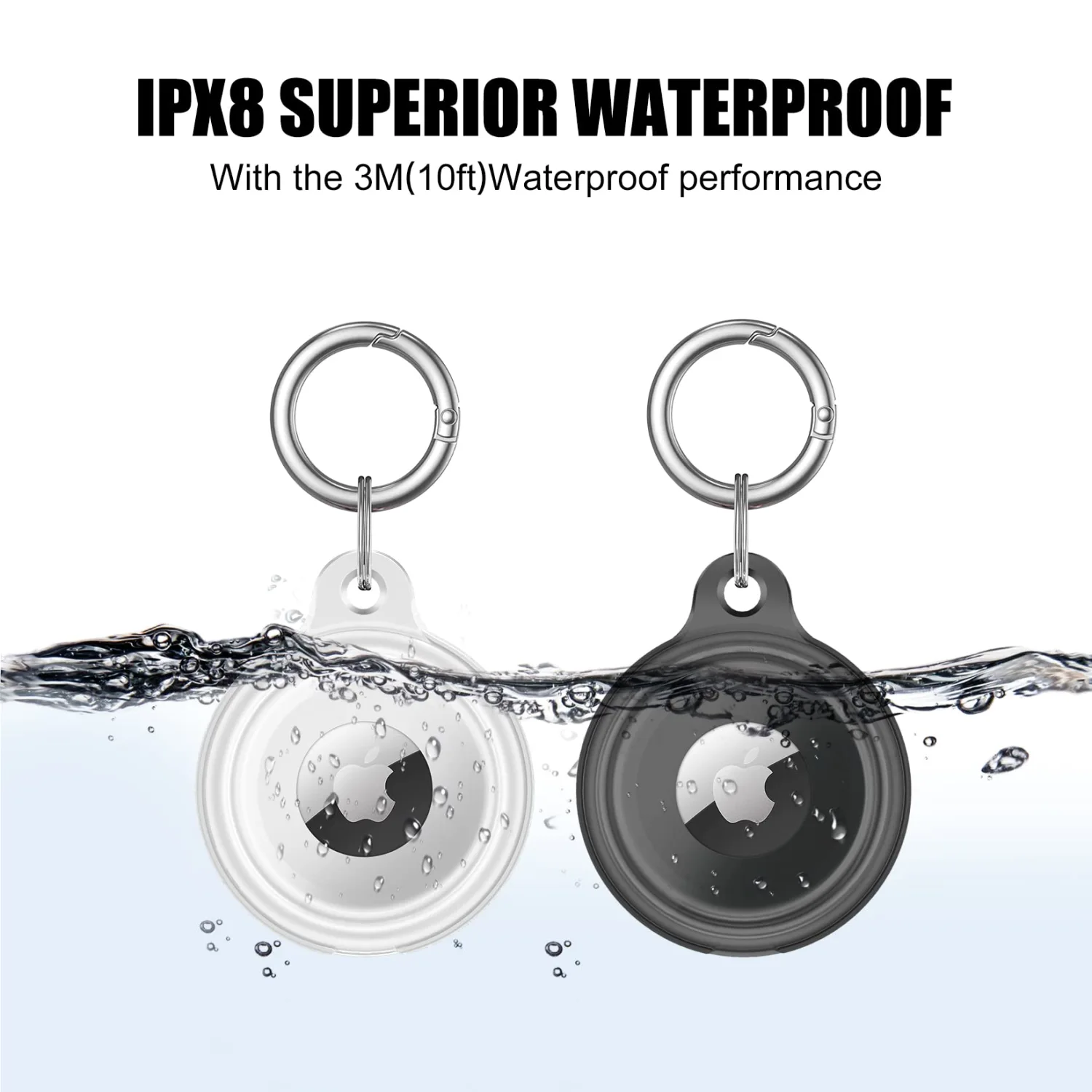 Supfine Waterproof Airtag Holder, 4 Pack Air tag Keychain, Protective [Anti-Scratch] Tracker Case with Loop Key Ring for Apple Airtags,Airtag Cover for Wallet,Luggage,Cat,Dog,Pets,for Item Finder