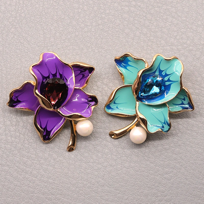 Simple Elegant Enamel Drop Oil Flower Brooch