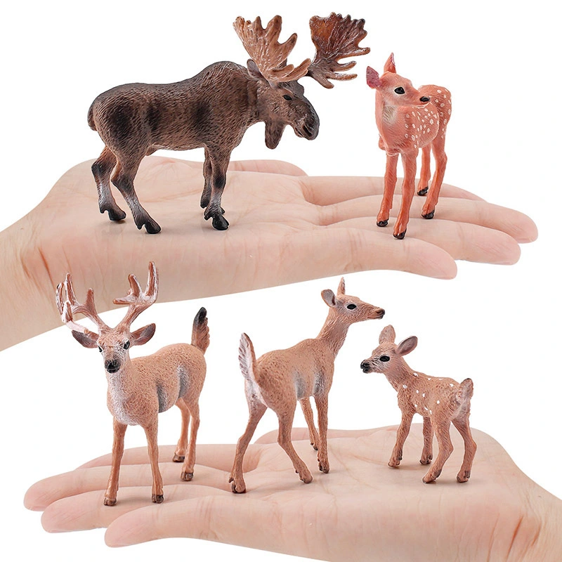 Simulation Deer Model Combination Set Solid Static Male Moose Toy Model