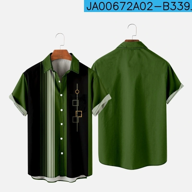 Summer Creative Diamond Shirt Large Size With Pockets Men's Casual Tops