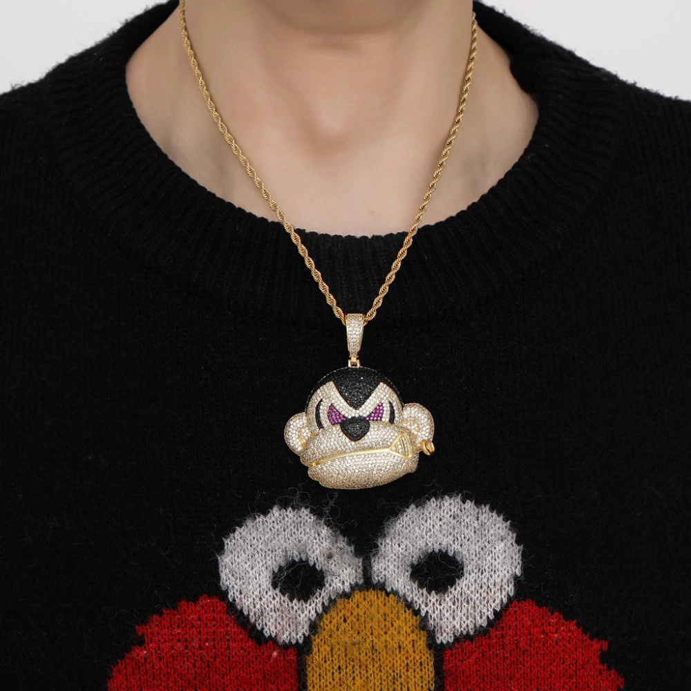 Zircon Pendant Cute Cartoon Gorilla Necklace Hipster Street Style