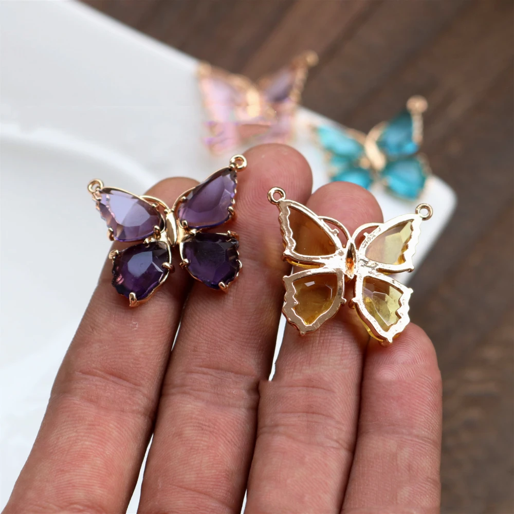 Diy Jewelry Accessories Crystal Glass Four-petal Butterfly