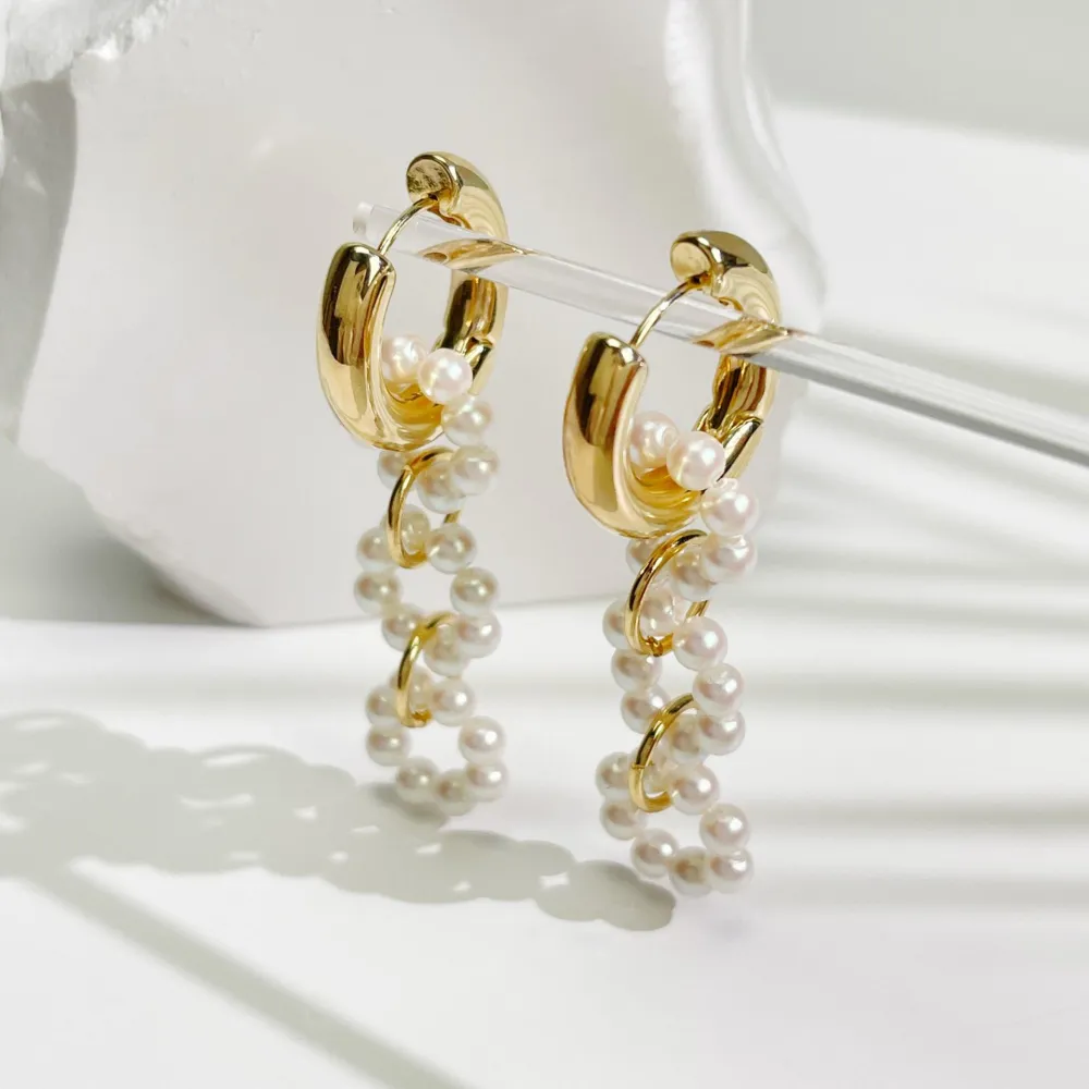 Vintage Pearl Ring Clasp Earrings Fashion