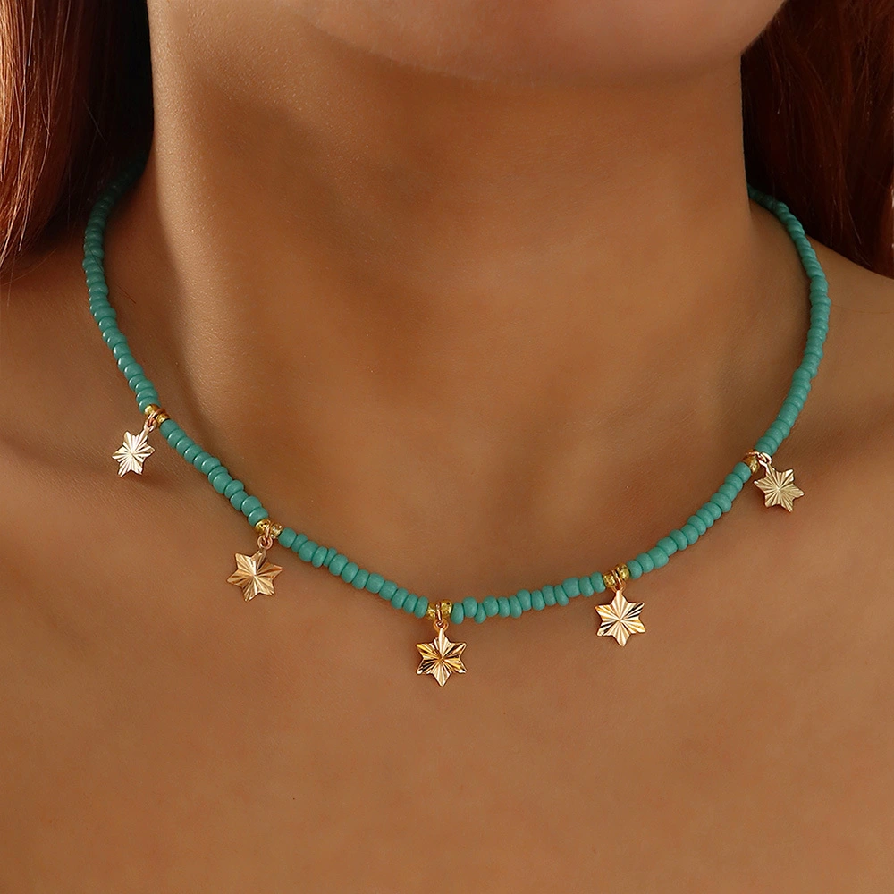 Simple Five-pointed Star Moon Necklace Girl