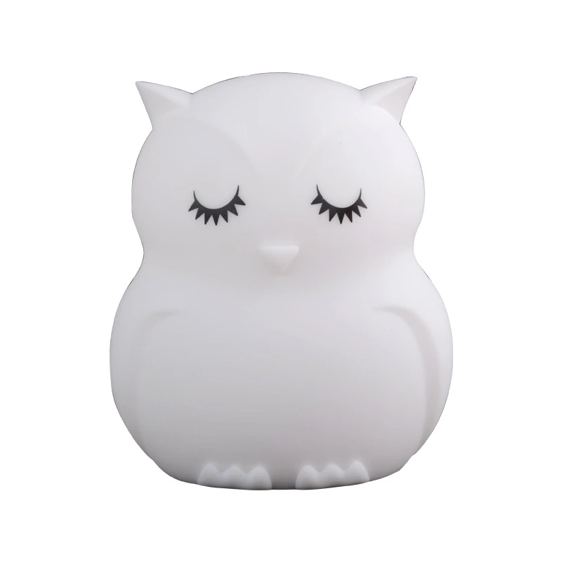 Cartoon Owl LED Night Light Touch Sensor 9 Colors Dimmable Silicone Bedside Lamp for Children Baby Christmas gift