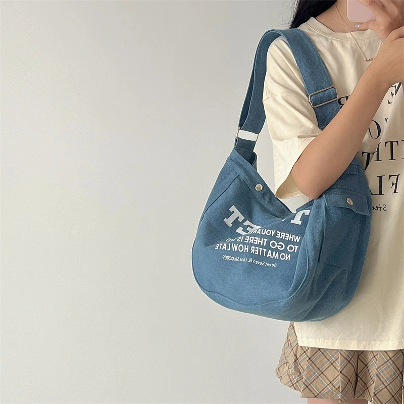 Korean Version Denim Canvas Crossbody Bag