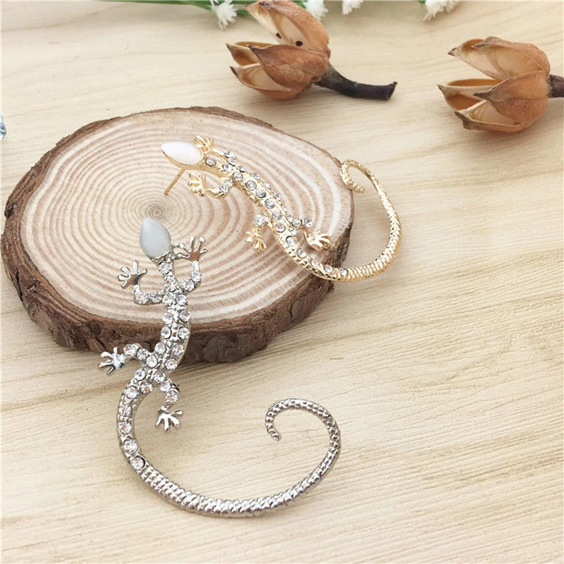 Diamond Punk Exaggerated Lizard Gecko Ear Hanging Earrings