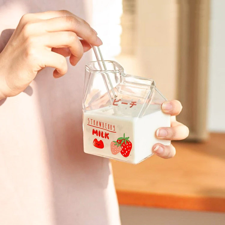 Glass Square Milk Carton Mug Microwaveable