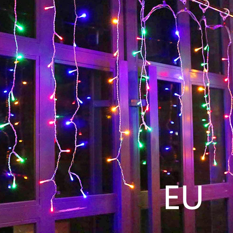 8 Pattern Curtain Lights Starry Waterfall Christmas Lantern Festival Outdoor Garden Light String