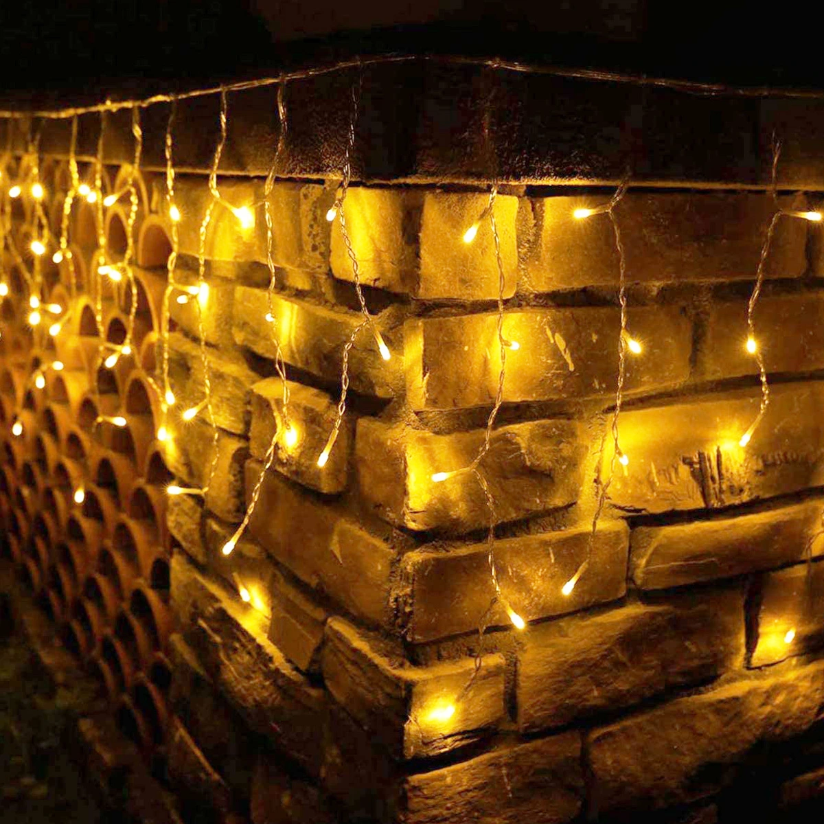 8 Pattern Curtain Lights Starry Waterfall Christmas Lantern Festival Outdoor Garden Light String