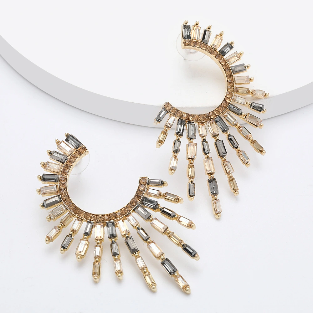 Alloy Diamond Set Rhinestone Full Diamond Earrings
