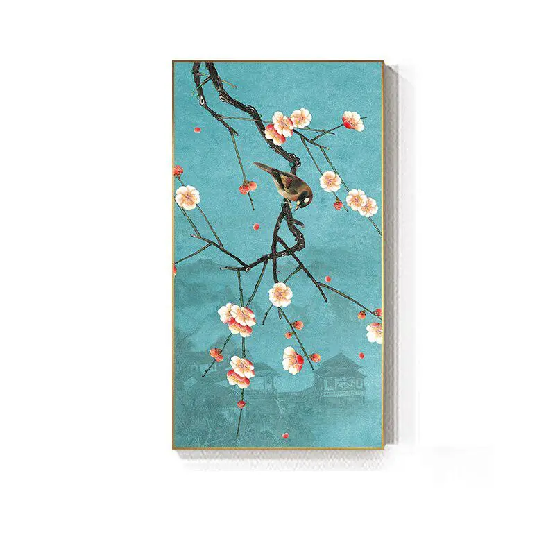 Cherry Blossom Green And Canvas Painting