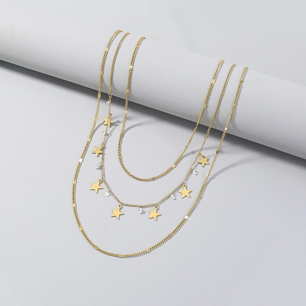 Personality Star Zircon multi-layer Necklace