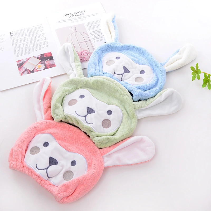 Coral Velvet Soft Absorbent Children's Household Cartoon Animal Wipe Head Towel Shower Cap