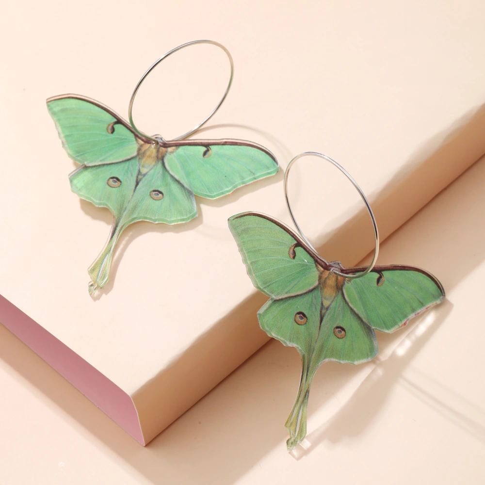 Fashion Simple Acrylic Green Butterfly Moth Earrings