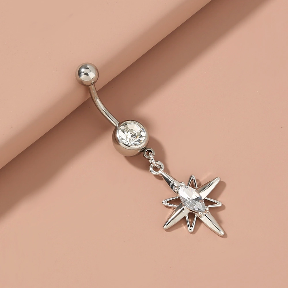 Europe and the United States exaggerated stainless steel belly button nail diamond skylight star pendant accessories female Yiwu wholesale