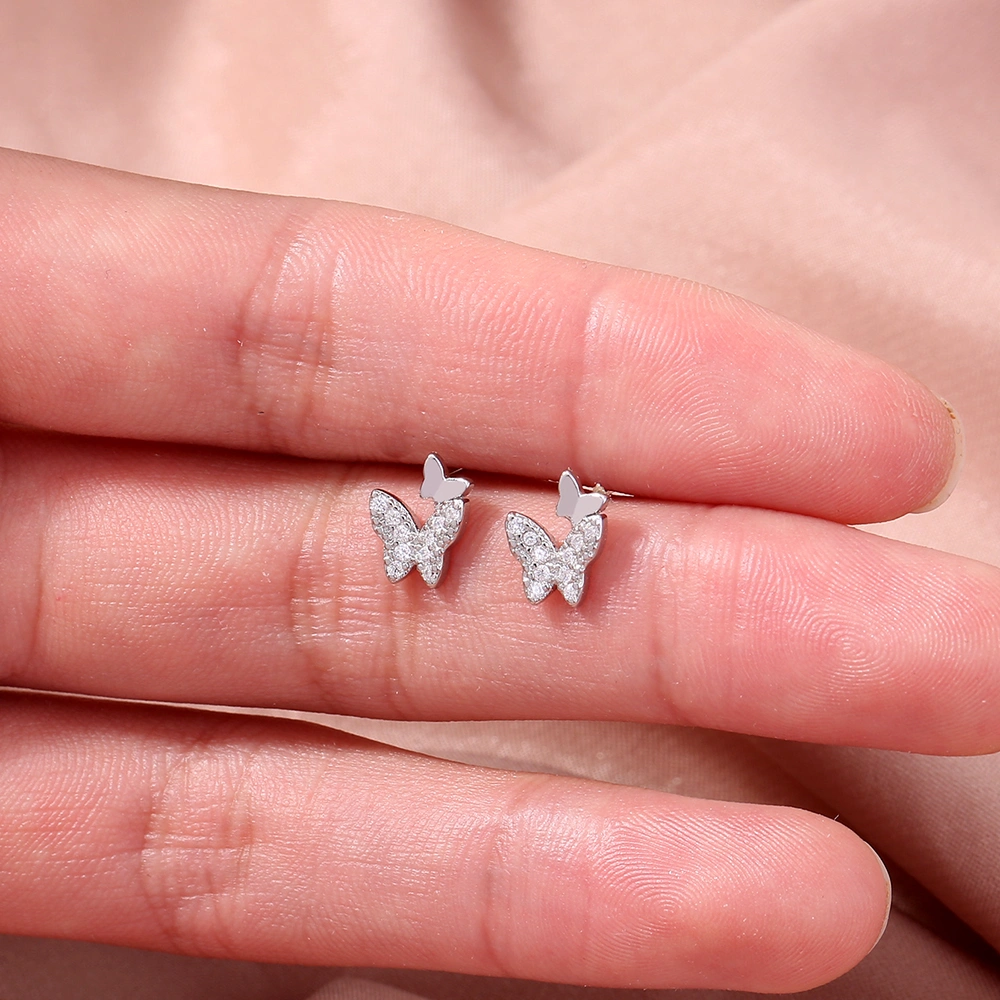 Hot Selling in Europe and America Mini Simple and Exquisite Zircon Gemstone Moon Star Stud Earrings Butterfly Accessories Earrings