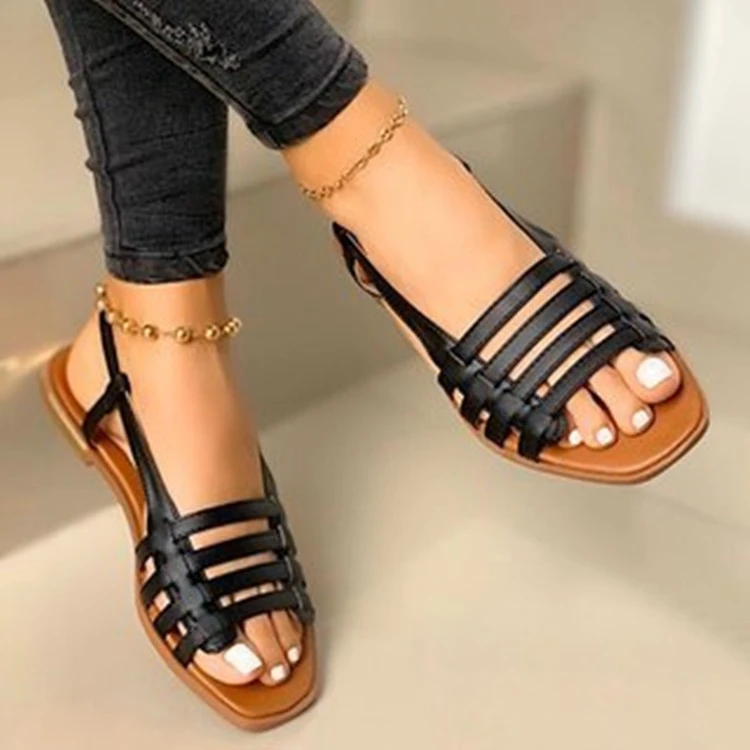 Summer New Large Size Flat Casual Woven Sand Sandals