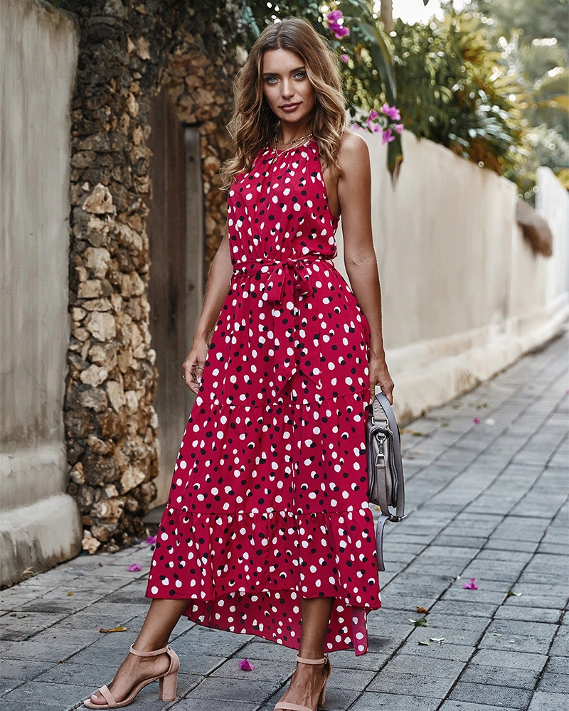 Summer Polka Dot Holiday Style Swing Dress