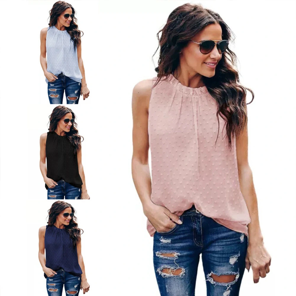 Sleeveless Chiffon Shirt Round Neck Loose Top Women's Fashion All-match Small Vest