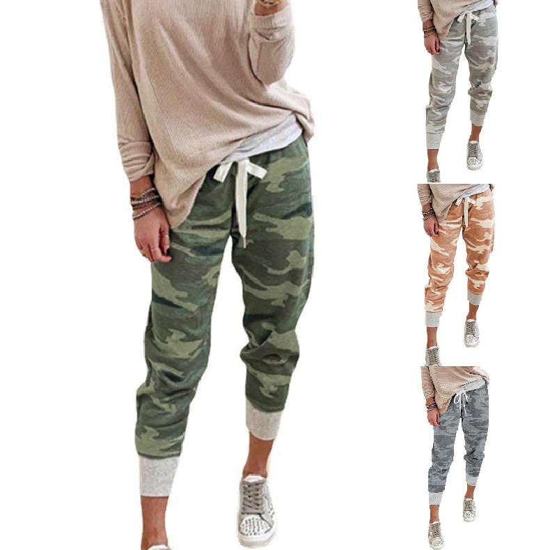 Women's Camo Print Casual Drawstring Jogging Pants