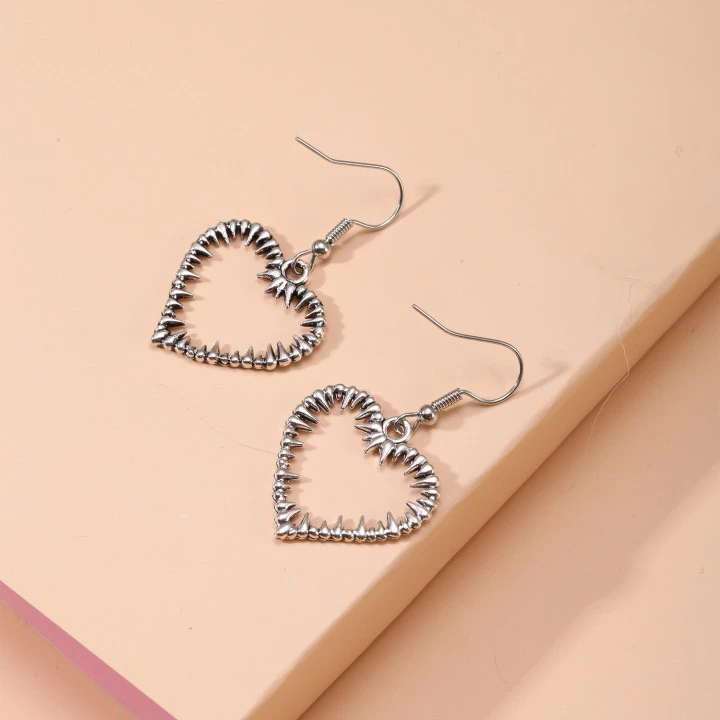 Personalized Alloy Cutout Heart Pendant Earrings