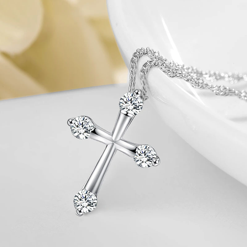 White Zircon Cross pendant, fashion with European and American style necklace accessories