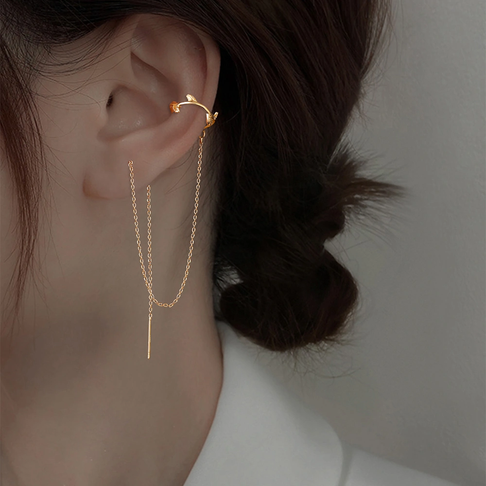 Elegant Long Tassel Copper Ear Clip Ear Wire