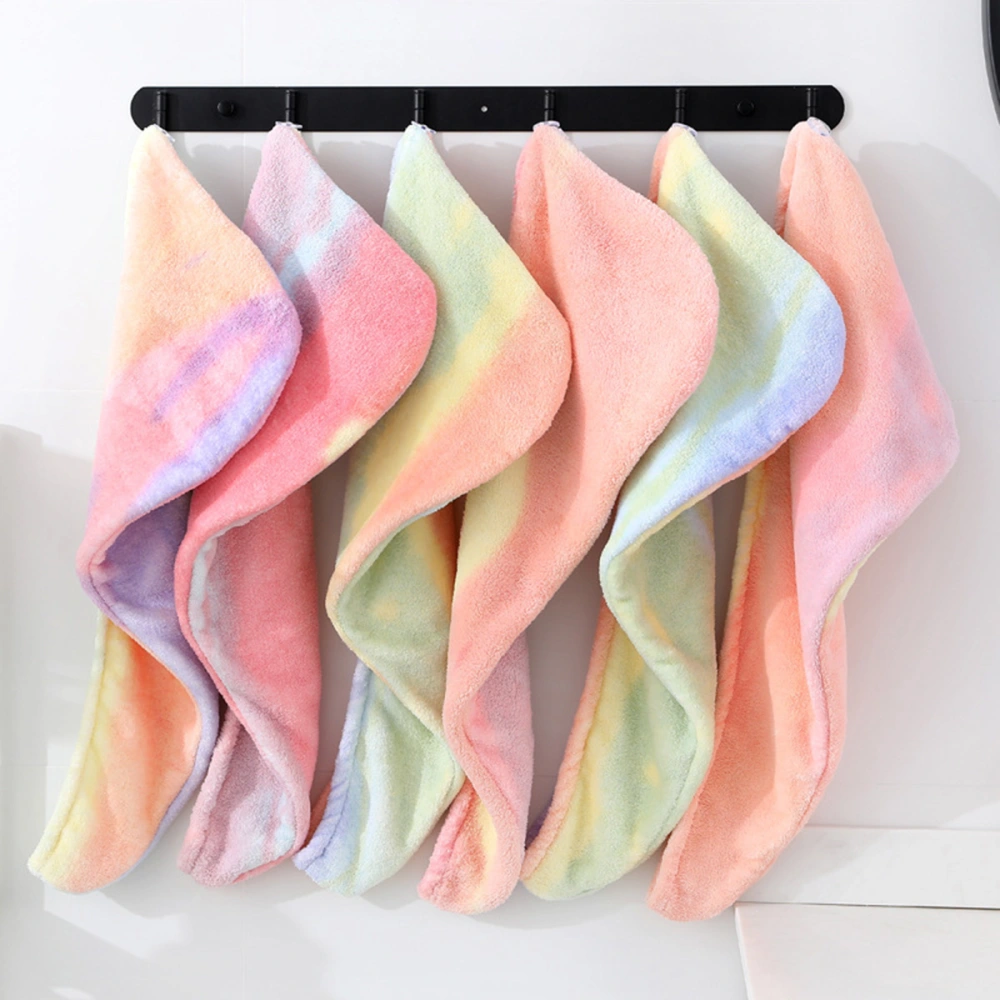 Women's Coral Fleece Rainbow Home Absorbent Hair Drying Cap